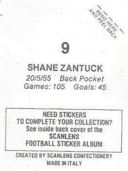 1984 Scanlens VFL Stickers #9 Shane Zantuck Back